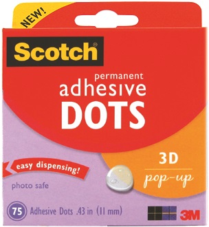 3M – Permanent Adhesive Dots – .43″ Pop-Up (75 Dots)