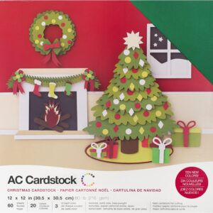 American Crafts - Cardstock - Christmas - 12" x 12" (60 Pieces)
