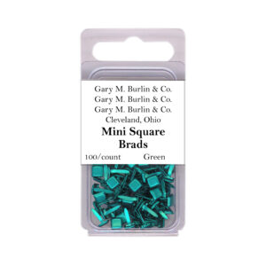 Gary Burlin - Metal Brads - Mini Square - Green (100 Pieces)