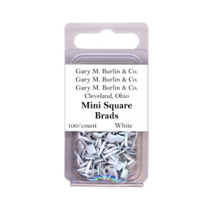 Gary Burlin - Metal Brads - Mini Square - White (100 Pieces)