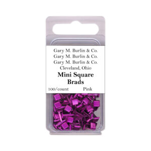 Gary Burlin - Metal Brads - Mini Square - Pink (100 Pieces)