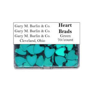 Gary Burlin - Metal Brads - Heart - Green (70 Pieces)