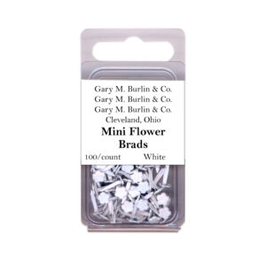 Gary Burlin - Metal Brads - Mini Flower - White (100 Pieces)