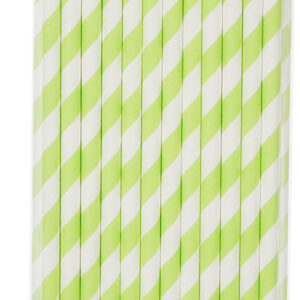 Darice - Striped Paper Straws - Lime (25 Pieces)