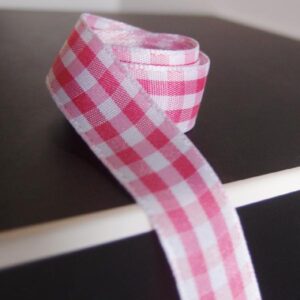 Gingham Ribbon - Checker Pink/White (5/8" x 45')