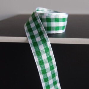 Gingham Ribbon - Checker Hunter/White (5/8" x 45')