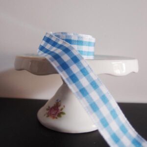 Gingham Ribbon - Checker Light Blue/White (5/8" x 45')