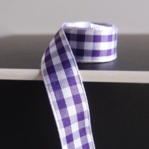 Gingham Ribbon - Checker Purple/White (5/8" x 45')