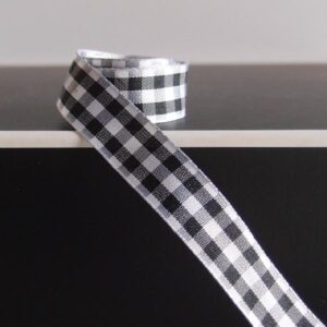 Gingham Ribbon - Checker Black/White (5/8" x 45')
