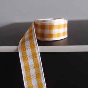Gingham Ribbon - Checker Copper/White (5/8" x 45')
