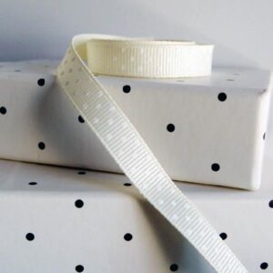 Grosgrain Ribbon - Ivory with Swiss Dots (3/8" x 75')