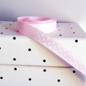 Grosgrain Ribbon - Light Pink with Swiss Dots (3/8" x 75')