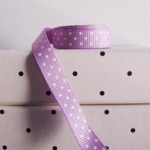 Grosgrain Ribbon - Lavender with Swiss Dots (3/8" x 75')