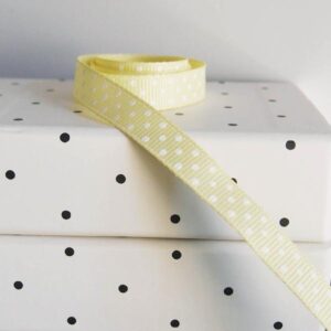 Grosgrain Ribbon - Yellow with Swiss Dots (3/8" x 75')