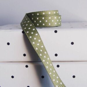 Grosgrain Ribbon - Moss with Swiss Dots (3/8" x 75')