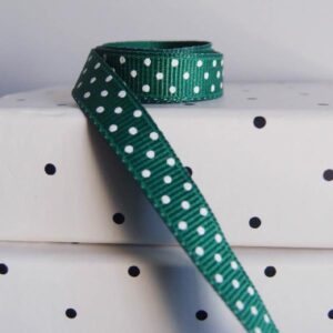 Grosgrain Ribbon - Hunter Green with Swiss Dots 3/8" x 75')