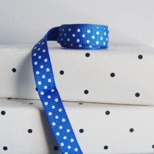 Grosgrain Ribbon - Royal Blue with Swiss Dots (3/8" x 75')