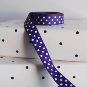 Grosgrain Ribbon - Purple with Swiss Dots (3/8" x 75')