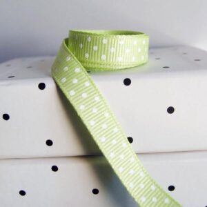 Grosgrain Ribbon - Lime with Swiss Dots (3/8" x 75')