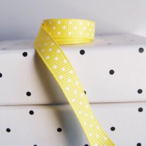 Grosgrain Ribbon - Dark Yellow with Swiss Dots (3/8" x 75')