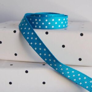 Grosgrain Ribbon - Turquoise with Swiss Dots (3/8" x 75')