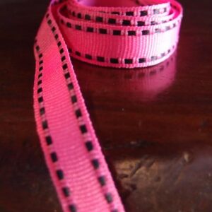 Grosgrain Saddle Stitch Ribbon - Shocking Pink/Black (3/8” X 75’)