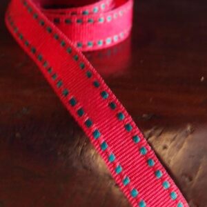 Grosgrain Saddle Stitch Ribbon - Red/Hunter Green (3/8” X 75’)