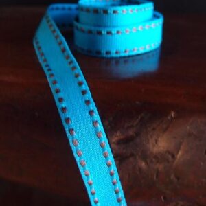 Grosgrain Saddle Stitch Ribbon - Turquoise/Chocolate (3/8” X 75’)