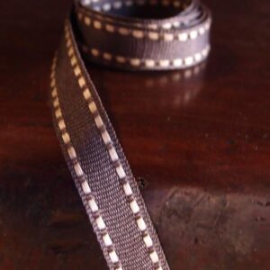 Grosgrain Saddle Stitch Ribbon - Chocolate/Khaki (3/8” X 75’)