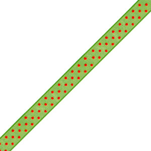 Organdy Dot Ribbon - Green Sheer with Red Swiss Dots (3/8" x 75')