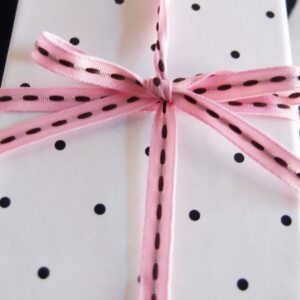 Mini Stitched Ribbon - Pink/Chocolate (1/4" x 75')