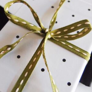 Mini Stitched Ribbon - Moss/Ivory (1/4" x 75')