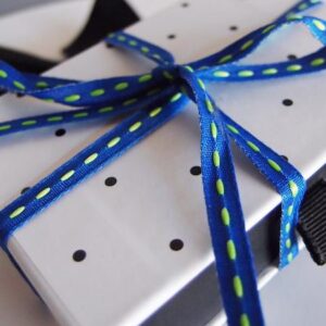 Mini Stitched Ribbon - Royal/Mint (1/4" x 75')