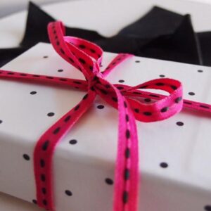 Mini Stitched Ribbon - Hot Pink/Black (1/4" x 75')