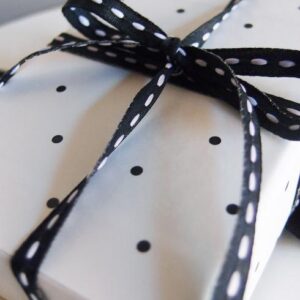 Mini Stitched Ribbon - Black/White (1/4" x 75')