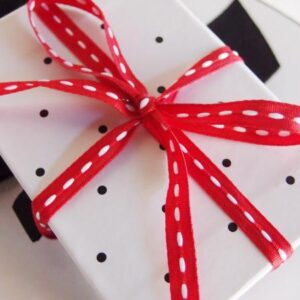 Mini Stitched Ribbon - Red/White (1/4" x 75')