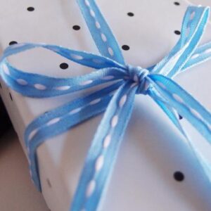 Mini Stitched Ribbon - Light Blue/White (1/4" x 75')