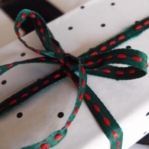 Mini Stitched Ribbon - Hunter Green/Red (1/4" x 75')