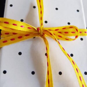 Mini Stitched Ribbon - Yellow/Hot Pink (1/4" x 75')