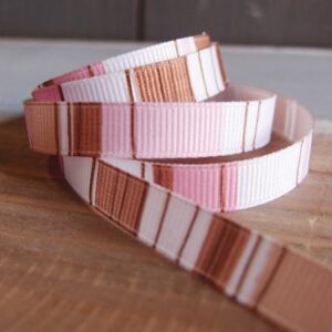Grosgrain - Multi-Stripe Ribbon - Brown/Pink/White (3/8” X 75’)