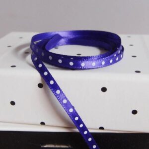 Mini White Dot Ribbon - Purple Satin (1/8" x 75')
