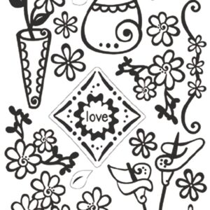 Peel-Off Glitter Stickers - Gold - Flowers