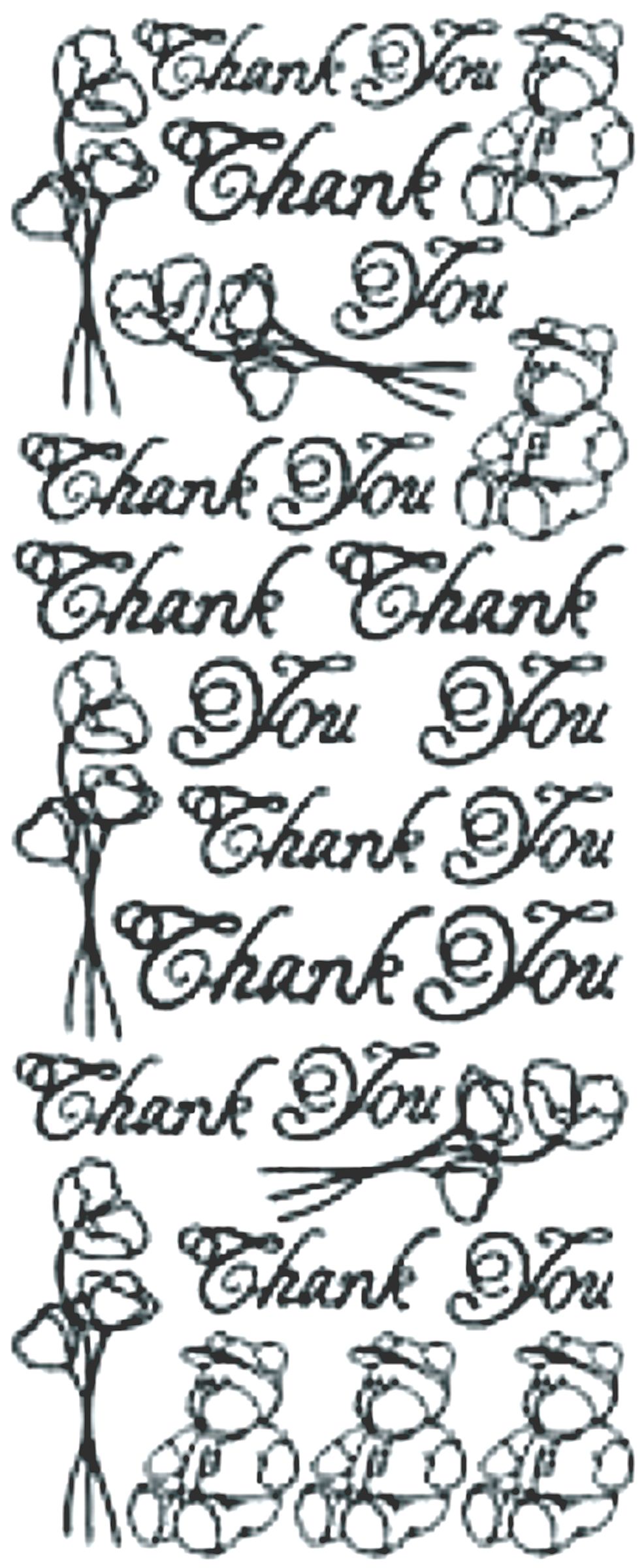 Peel-Off Stickers - Silver - Thank You