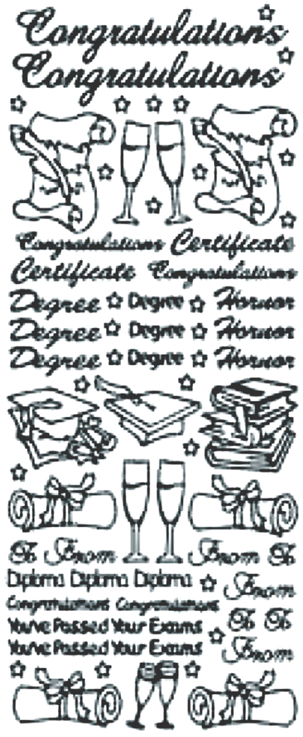 Peel-Off Stickers - Silver - Congratulations