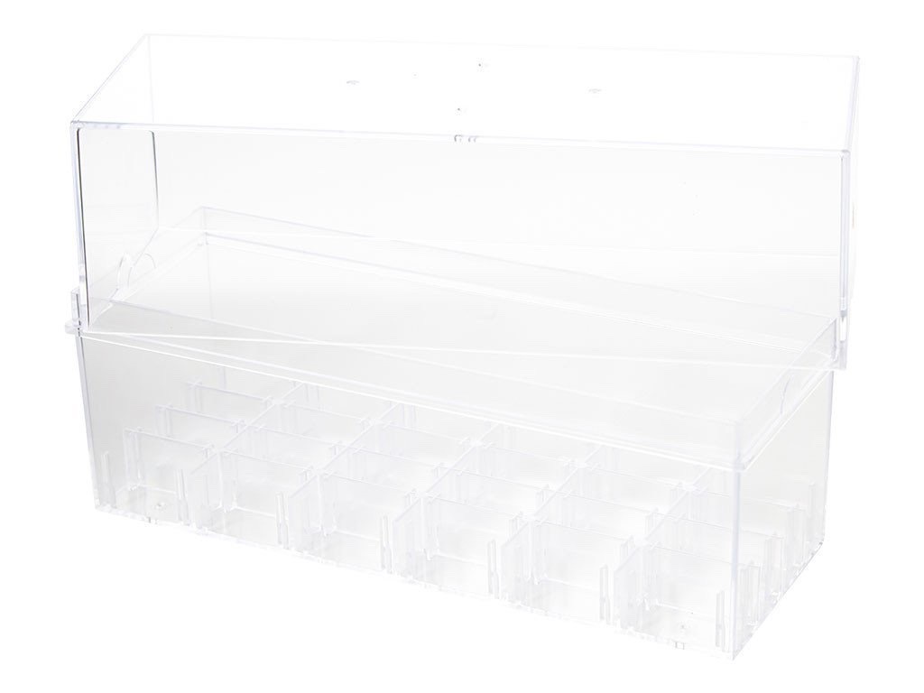 Plastic case storage with 24 slots for storage