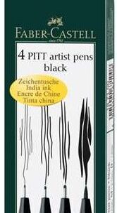 Faber-Castell - Pitt - Artist Pens - Black (4 Pieces)