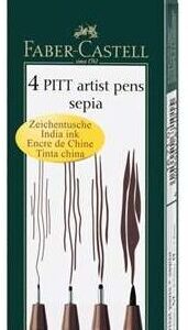 Faber-Castell - Pitt - Artist Pens - Dark Sepia (4 Pieces)