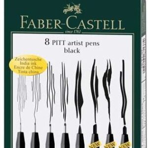 Faber-Castell - Pitt - Artist Pens - Black (8 Pieces)