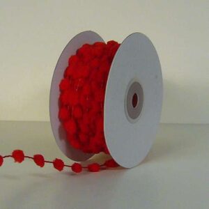 Pom-Pom Ribbon - Red (3/8" x 75')