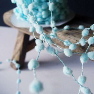 Pom-Pom Ribbon - Baby Blue (3/8" x 75')